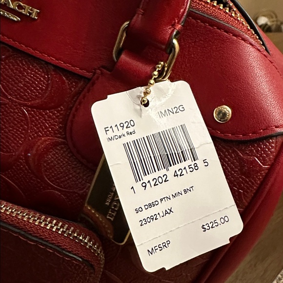 Coach Red Embossed Leather Bag and Wristlet Set - Picture 4 of 4